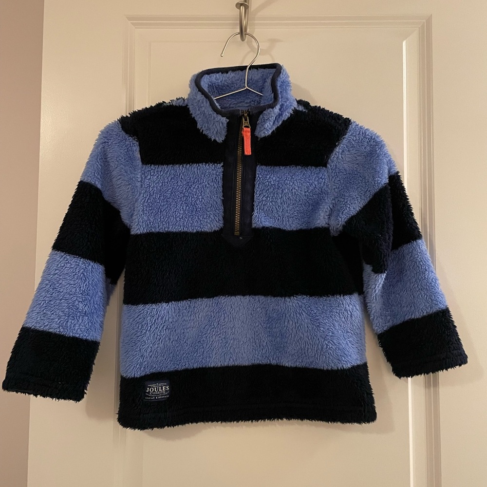 Joules Blue and Black Striped Kids Fleece pullover
